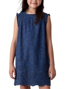 NWT Gap x DOEN Eyelet Ruffle Dress in Indigo Blue Size: 4T| Summer, Chic